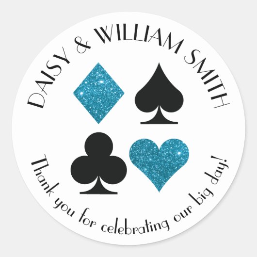 Las Vegas Theme Custom Text Malibu Blue Glitzer Runder Aufkleber (Vorderseite)