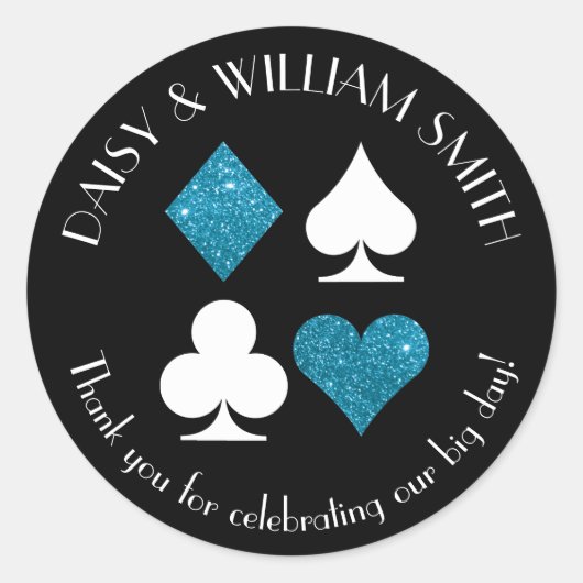 Las Vegas Theme Custom Text Malibu Blue Glitzer Runder Aufkleber (Vorderseite)