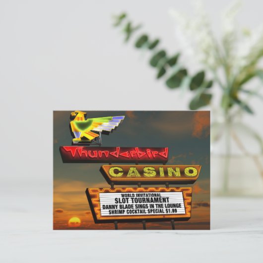 Las Vegas Thunderbird Retro Neon Signon Postkarte (Stehend Vorderseite)