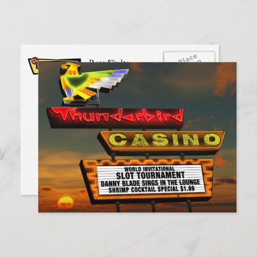 Las Vegas Thunderbird Retro Neon Signon Postkarte (Vorne/Hinten)