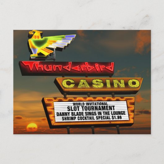 Las Vegas Thunderbird Retro Neon Signon Postkarte (Vorderseite)