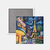 Las Vegas Travel Van Gogh Style Casino Magnet (Vorderseite/Rückseite)