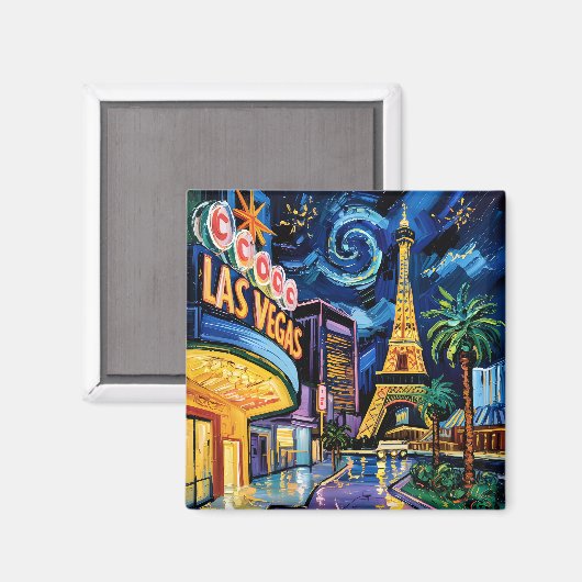Las Vegas Travel Van Gogh Style Casino Magnet (Vorderseite/Rückseite)