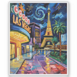 Las Vegas Travel Van Gogh Style Casino Night City Aufkleber