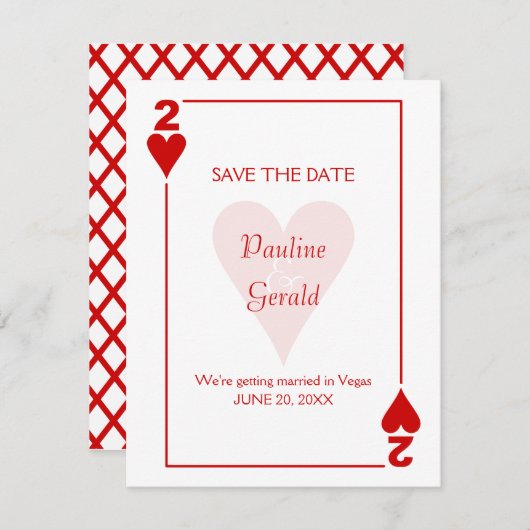 Las Vegas Two of Hearts Wedding Save The Date (Vorne/Hinten)