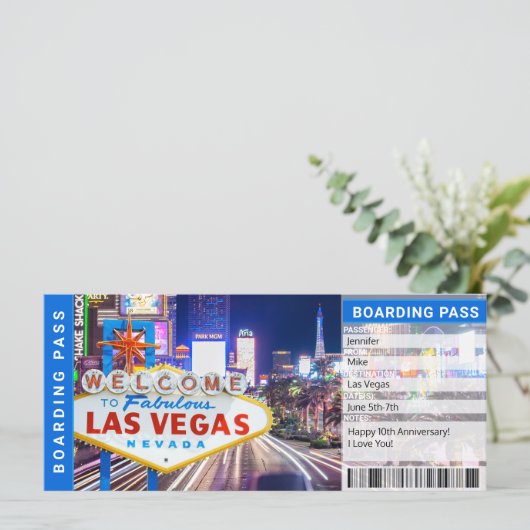 Las Vegas Überraschungsreise Boarding Pass Geschen (Stehend Vorderseite)