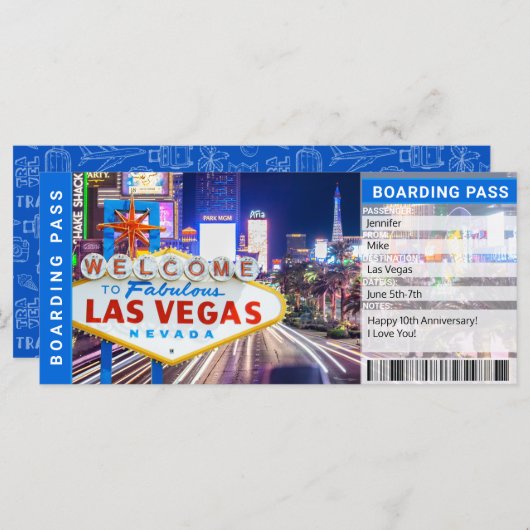Las Vegas Überraschungsreise Boarding Pass Geschen (Vorne/Hinten)