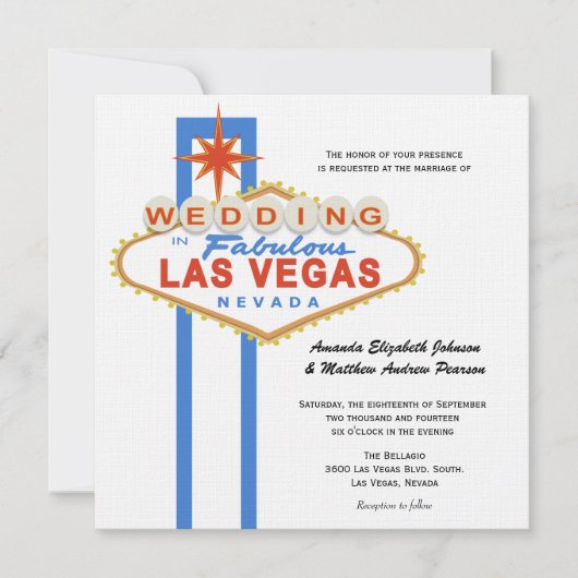 Las Vegas unterzeichnen Hochzeit in Urlaubsort Ein Einladung (Vorderseite)