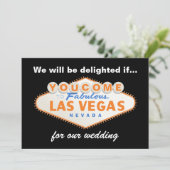Las Vegas unterzeichnen Hochzeit in Urlaubsort Einladung (Stehend Vorderseite)