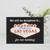 Las Vegas unterzeichnen Hochzeit in Urlaubsort Einladung (Stehend Vorderseite)