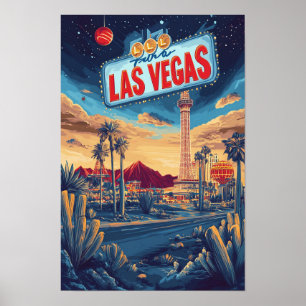 Las Vegas USA Kunst Vintage-Illustration Reise Poster