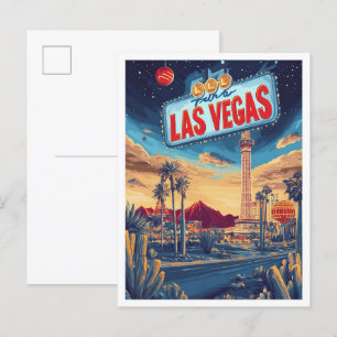 Las Vegas USA Kunst Vintage-Illustration Reise Postkarte