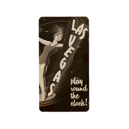 Las Vegas Vintage Reiseplakat Adressaufkleber (Vorne)