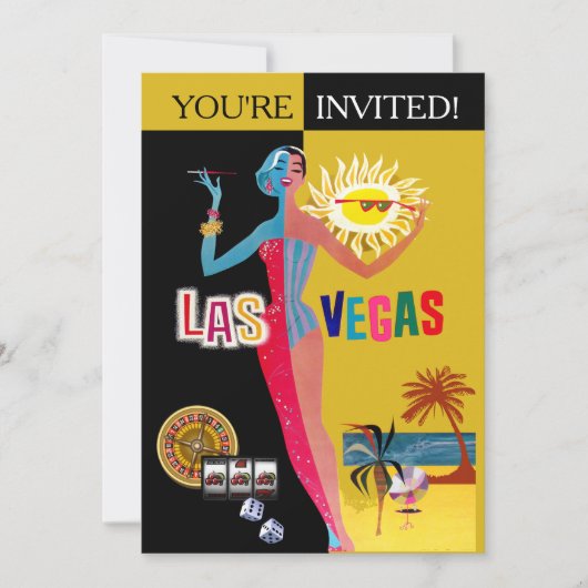 Las Vegas Vintage Überraschung Geburtstag Einladung (Vorderseite)