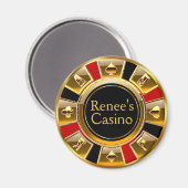 Las Vegas VIP Black Gold Red Casino Chip Gefallen Magnet (Vorderseite/Rückseite)