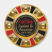 Las Vegas VIP Red Gold Black Casino Chip Gefallen  Magnet (Vorne)