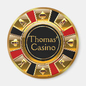Las Vegas VIP Red Gold Black Casino Chip Gefallen Magnet (Vorne)