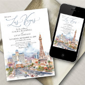 Las Vegas Wasserfarbendetails Einladung Hochzeit