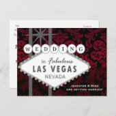 LAS VEGAS WEDD Damask Save the Date Postkarte (Vorne/Hinten)