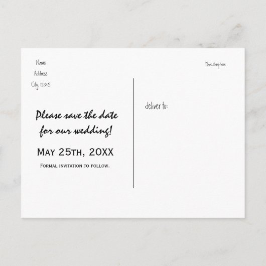 LAS VEGAS WEDD Damask Save the Date Postkarte (Rückseite)