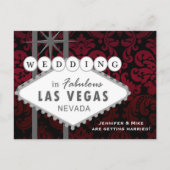 LAS VEGAS WEDD Damask Save the Date Postkarte (Vorderseite)