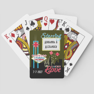 Las Vegas Wedding Ankündigungen Stadt Neon Spielkarten