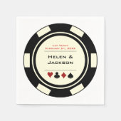 Las Vegas Wedding Black Cream White Poker Chip Serviette (Vorderseite)