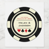 Las Vegas Wedding Black Off-White Poker Chip Weinetikett (Einzelnes Label)