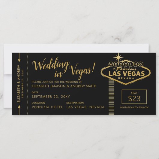 Las Vegas Wedding Boarding Pass Einladungen (Vorderseite)