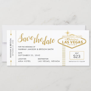 Las Vegas Wedding Boarding Pass Save the Date Kart Ankündigung