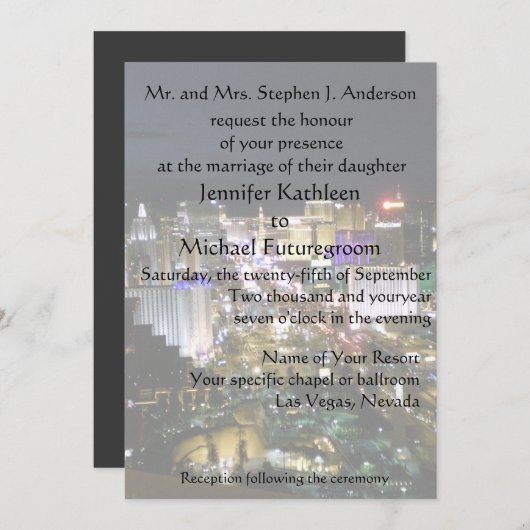 Las Vegas Wedding Boulevard View Einladung (Vorne/Hinten)