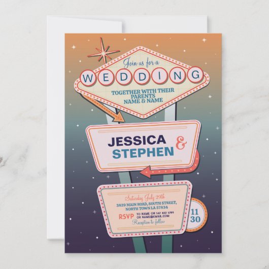 Las Vegas Wedding Casino Party Einladung (Vorderseite)