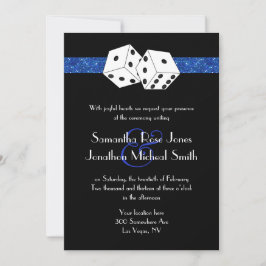 Las Vegas Wedding Dice Royal Blue Imitats Glitzer Einladung