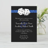 Las Vegas Wedding Dice Royal Blue Imitats Glitzer Einladung (Stehend Vorderseite)