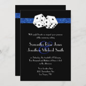 Las Vegas Wedding Dice Royal Blue Imitats Glitzer Einladung (Vorne/Hinten)