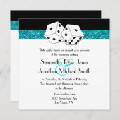 Las Vegas Wedding Dice Thema Aquamarin Blu Imitats Einladung (Vorne/Hinten)