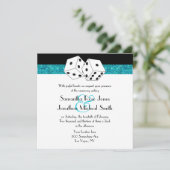 Las Vegas Wedding Dice Thema Aquamarin Blu Imitats Einladung (Stehend Vorderseite)