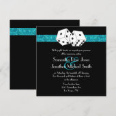Las Vegas Wedding Dice Thema Aquamarin Blu Imitats Einladung (Vorne/Hinten)