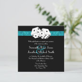 Las Vegas Wedding Dice Thema Aquamarin Blu Imitats Einladung (Stehend Vorderseite)