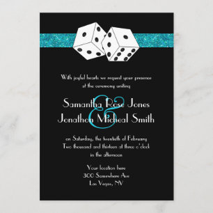 Las Vegas Wedding Dice Thema Aquamarin Blu Imitats Einladung