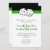 Las Vegas Wedding Dice Thema Green Imitats Glitzer Einladung (Vorne/Hinten)