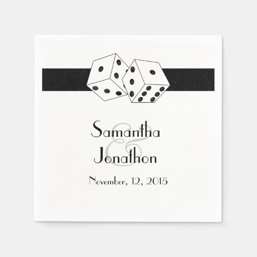 Las Vegas Wedding Dice Thema Schwarz-Weiß Serviette (Vorderseite)
