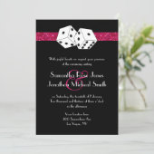 Las Vegas Wedding Dice Theme Hot Pink Imitats Glit Einladung (Stehend Vorderseite)