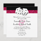 Las Vegas Wedding Dice Theme Hot Pink Imitats Glit Einladung (Vorne/Hinten)