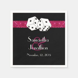 Las Vegas Wedding Dice Theme Hot Pink Imitats Glit Serviette