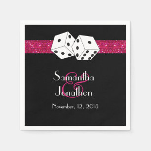 Las Vegas Wedding Dice Theme Hot Pink Imitats Glit Serviette
