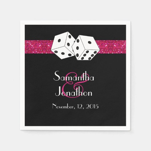 Las Vegas Wedding Dice Theme Hot Pink Imitats Glit Serviette (Vorderseite)