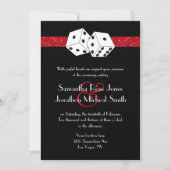 Las Vegas Wedding Dice Theme Ruby Red Imitats Glit Einladung (Vorderseite)