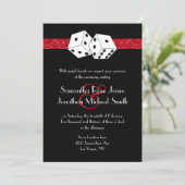 Las Vegas Wedding Dice Theme Ruby Red Imitats Glit Einladung (Stehend Vorderseite)