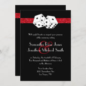Las Vegas Wedding Dice Theme Ruby Red Imitats Glit Einladung (Vorne/Hinten)